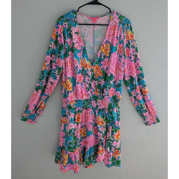 Lilly Pulitzer Pants - Lilly Pulitzer Peggy Romper Womens Size XL Multi Rose To The Occasion Mini Dress